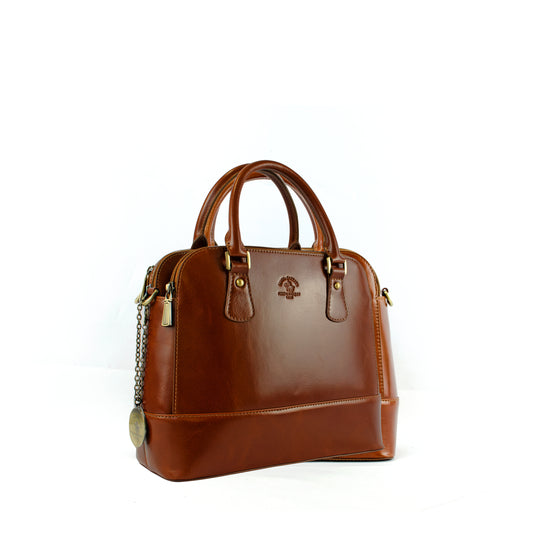 Women Oil-Tanned Double Handle Structured Sling Bag