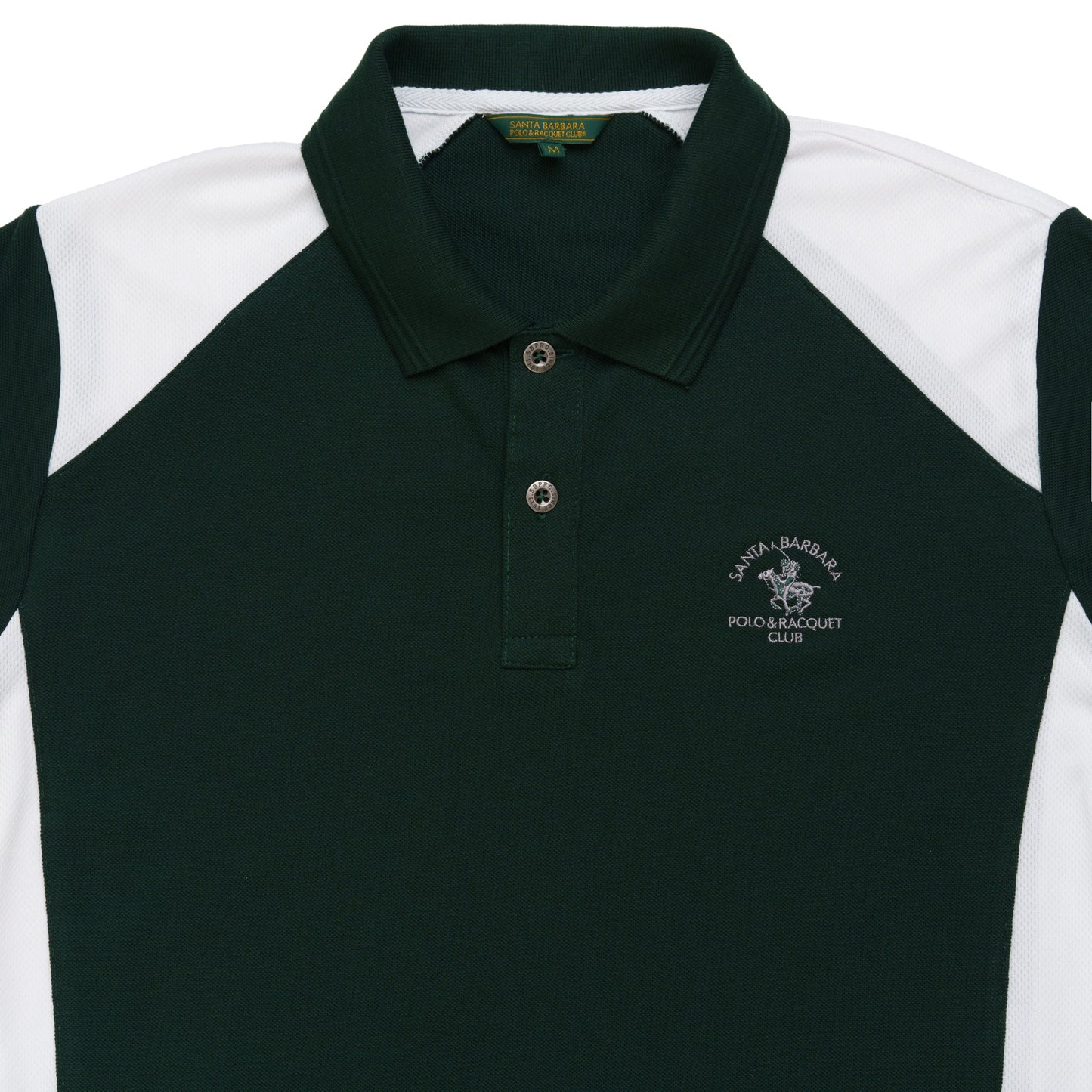 White Green Cotton Polo Tee