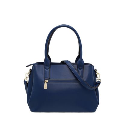 Zipper Navy Top Handle Bag
