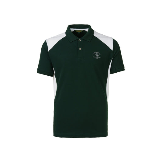 White Green Cotton Polo Tee