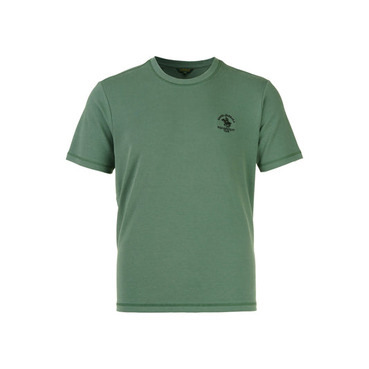 Green Plain Round Neck Short Sleeve