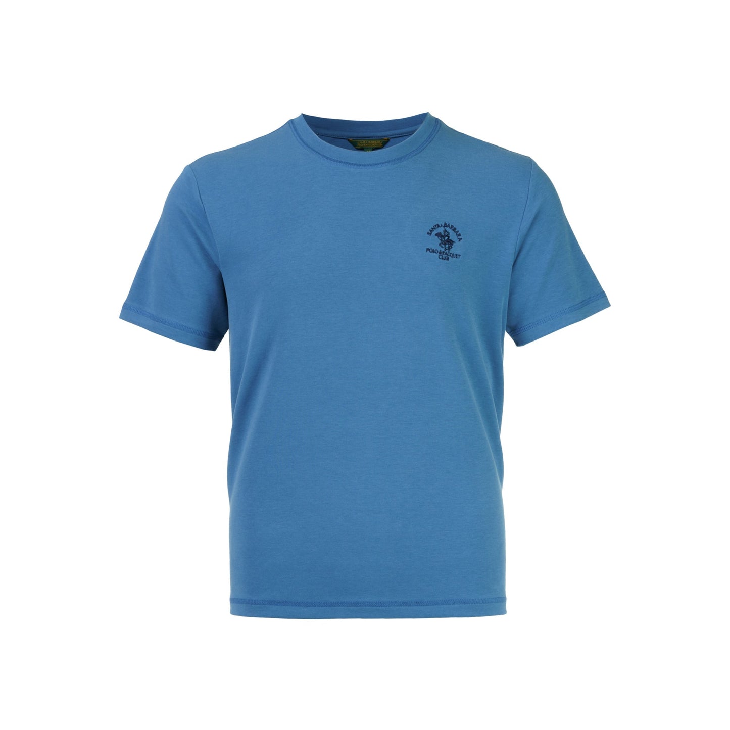 Blue Plain Round Neck Short Sleeve