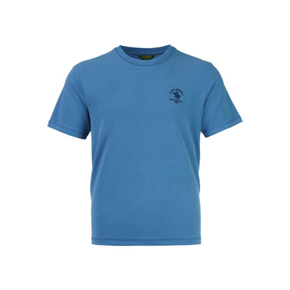 Blue Plain Round Neck Short Sleeve