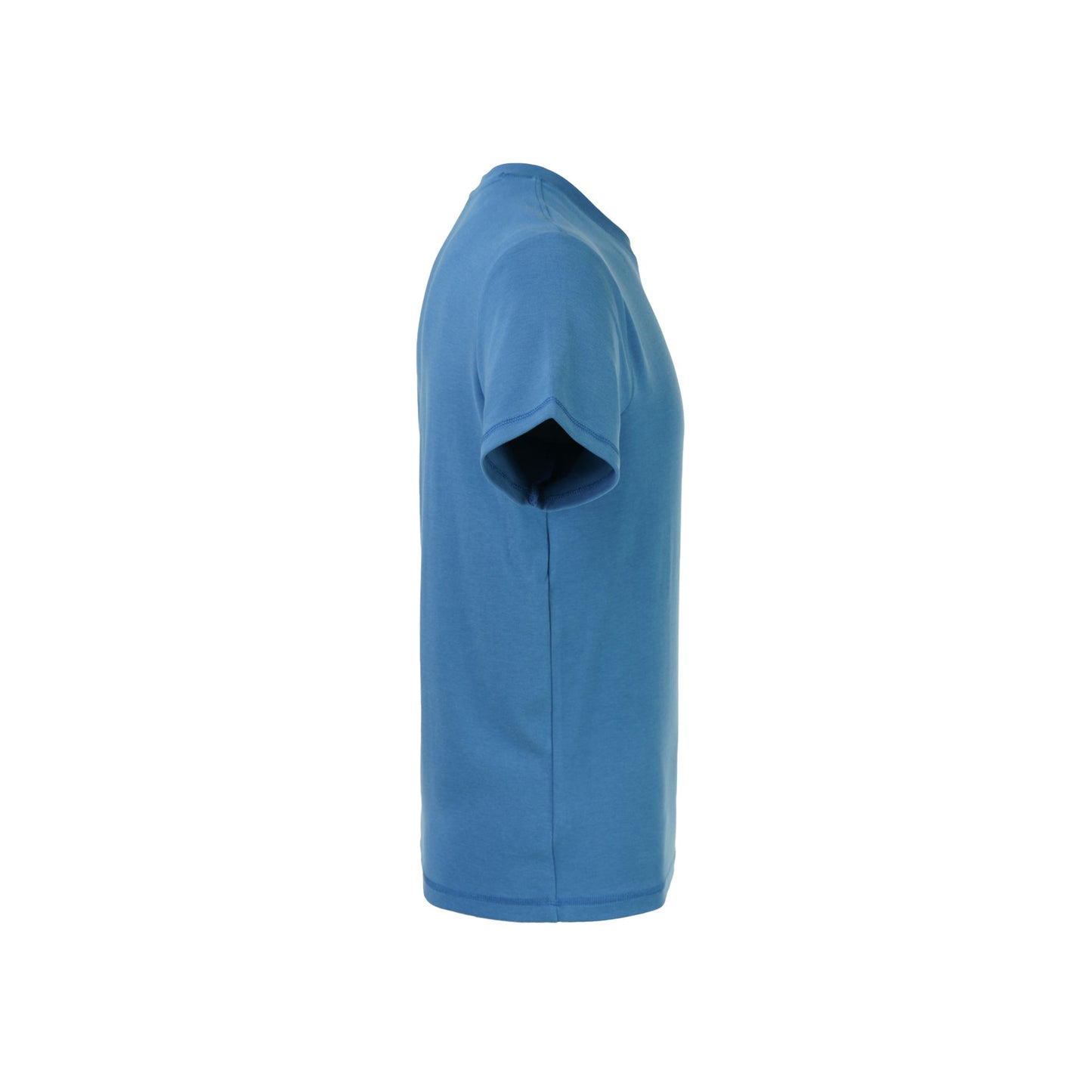 Blue Plain Round Neck Short Sleeve