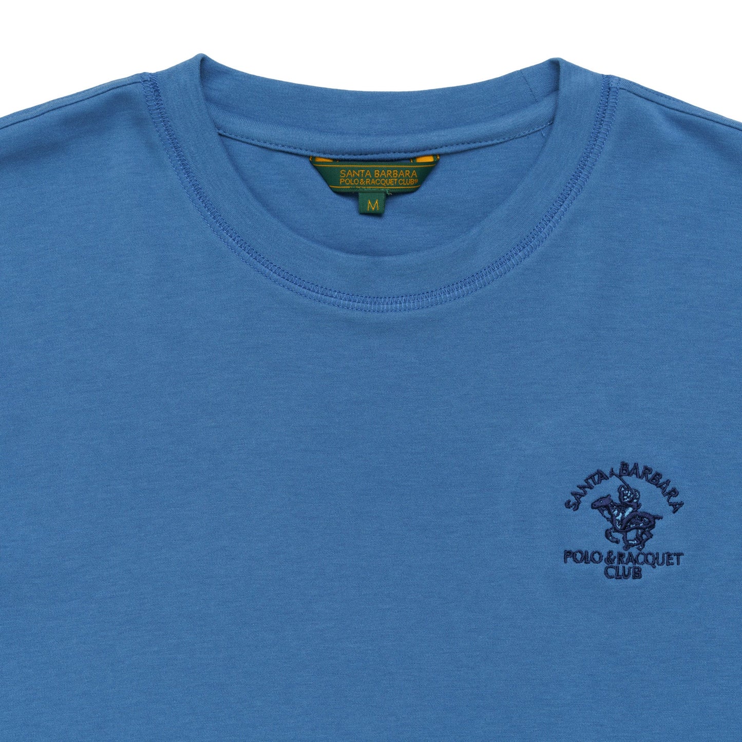 Blue Plain Round Neck Short Sleeve