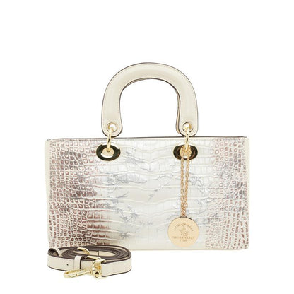 Zipper Ivory Oblong Top Handle Bag