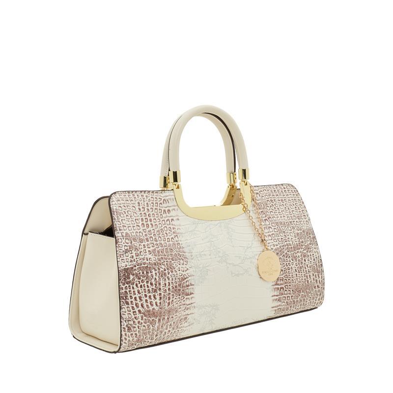 L Zipper Ivory Oblong Top Handle Bag