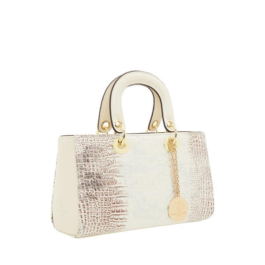 Zipper Ivory Oblong Top Handle Bag