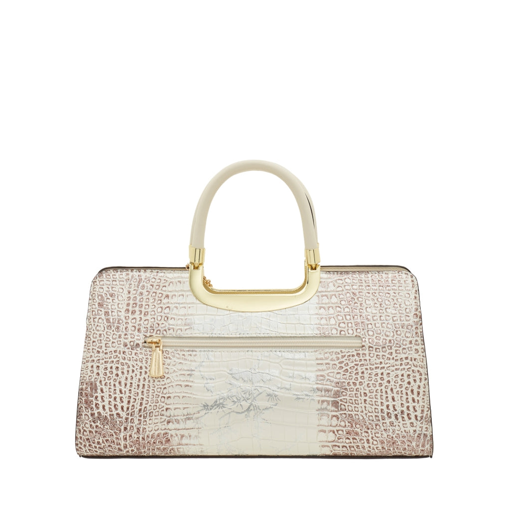 L Zipper Ivory Oblong Top Handle Bag